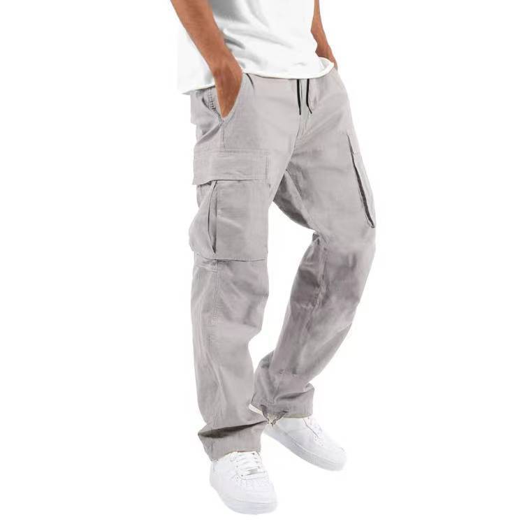 Summer New Men's Overalls Drawstring Multi-pocket Casual Trousers