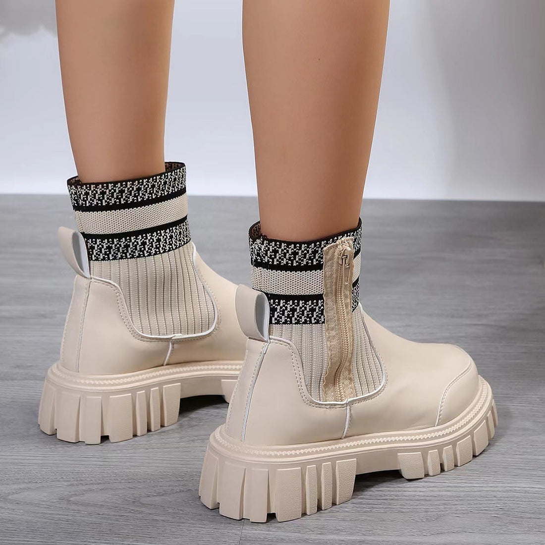 Fashion Mid-tube Boots With Zipper