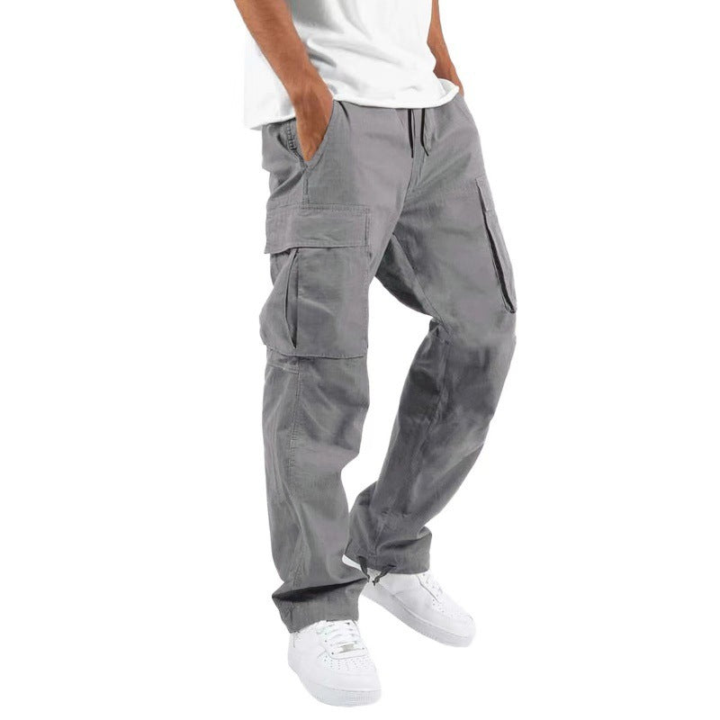 Summer New Men's Overalls Drawstring Multi-pocket Casual Trousers