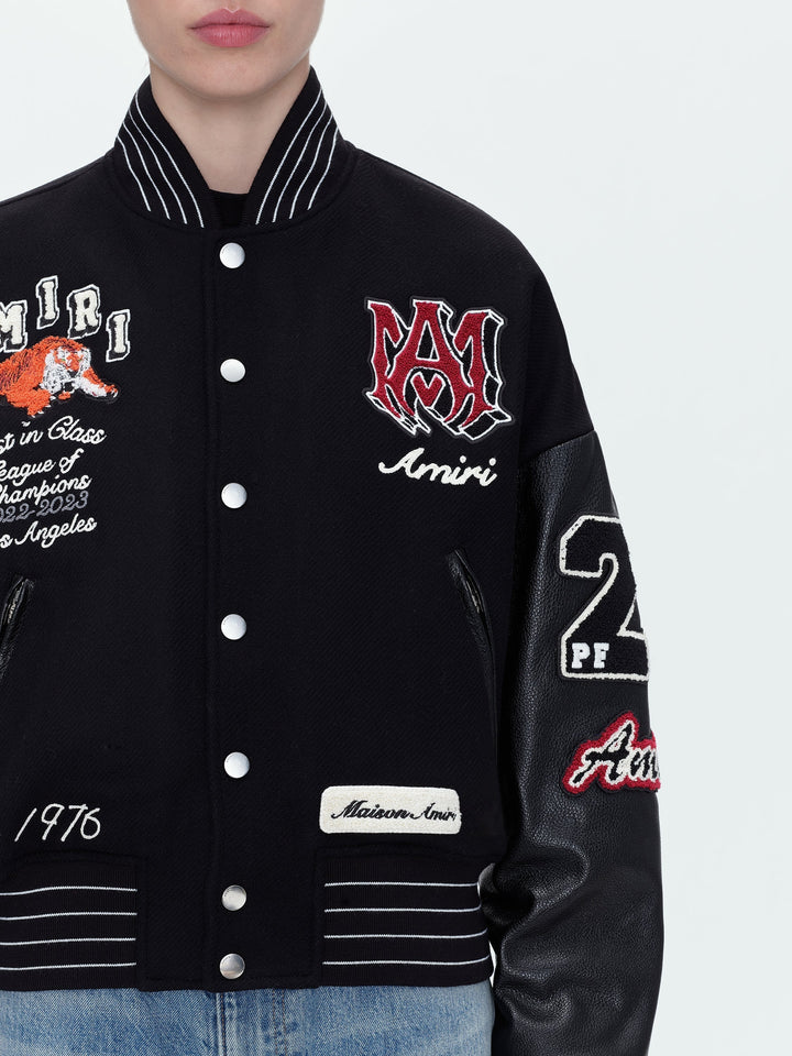 Amiri Tiger Logo Varsity Jacket Black