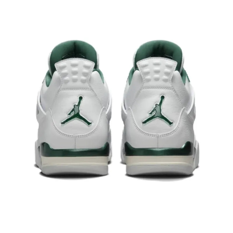 Air Jordan 4 'Oxidized Green' White Leather Sneaker with Retro Silhouette and Air Cushioning