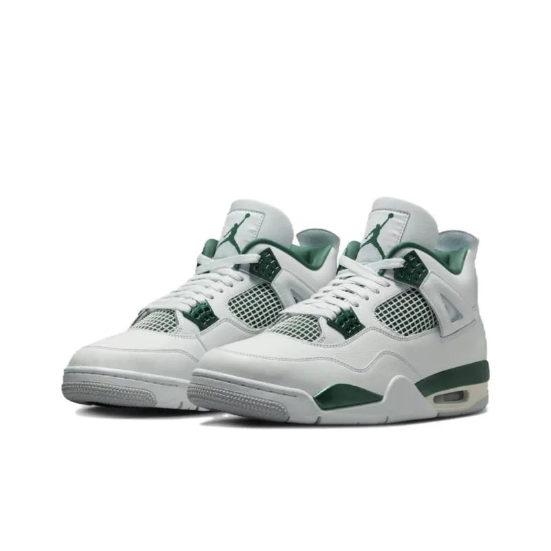 Air Jordan 4 'Oxidized Green' White Leather Sneaker with Retro Silhouette and Air Cushioning