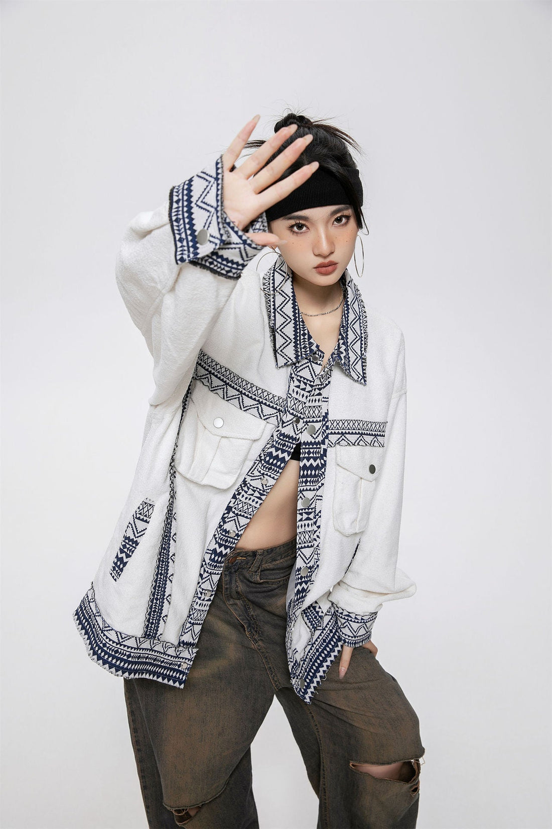 Ethnic Pattern Stitching Jacket Men