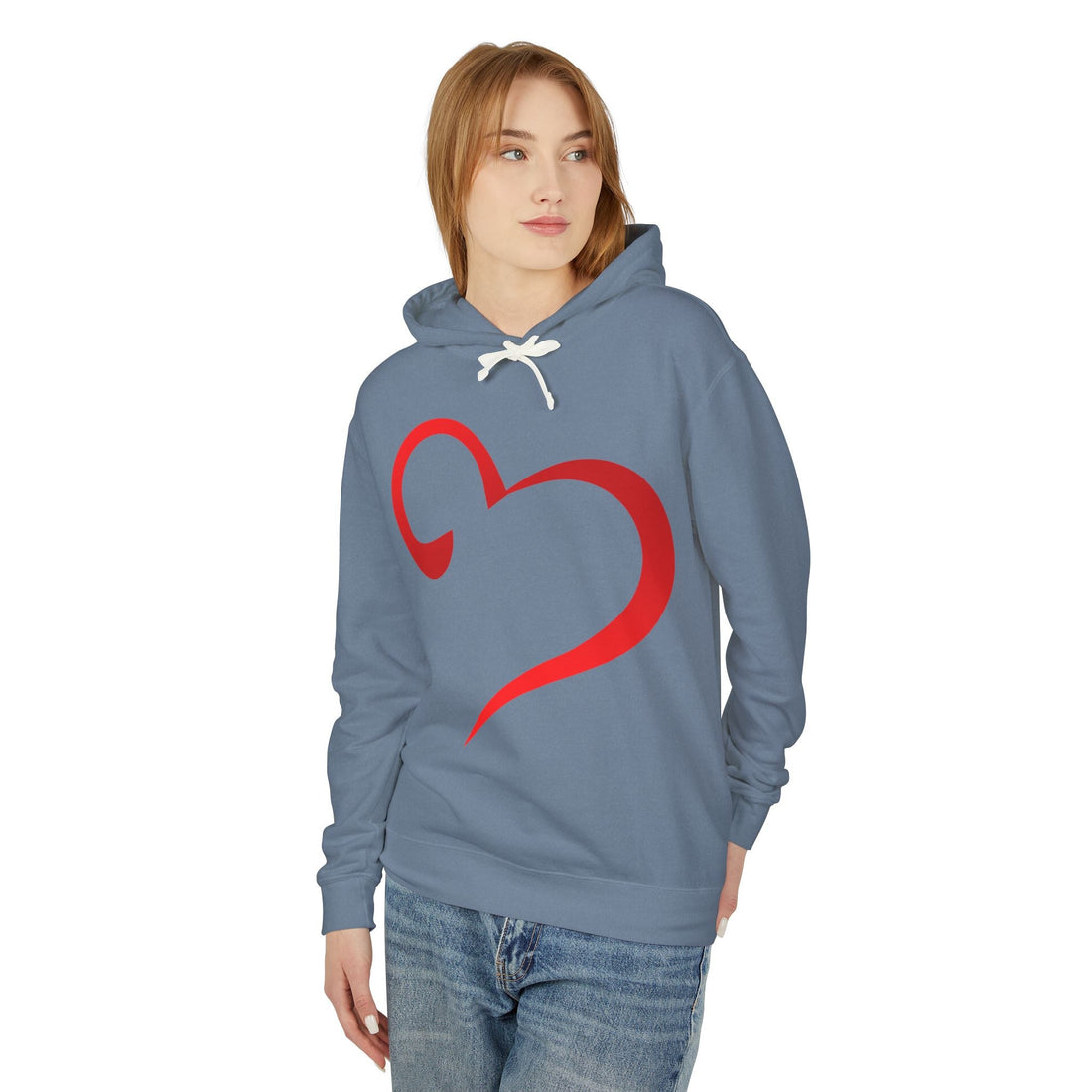 Heart Hoodie - Valentine's Day Unisex Lightweight Hooded Sweatshirt