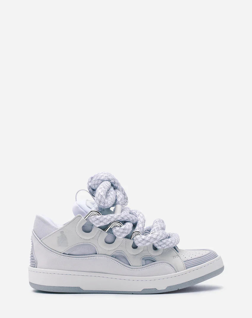 LANVIN CURB SNEAKERS IN LEATHER WITH SNAKE LACES