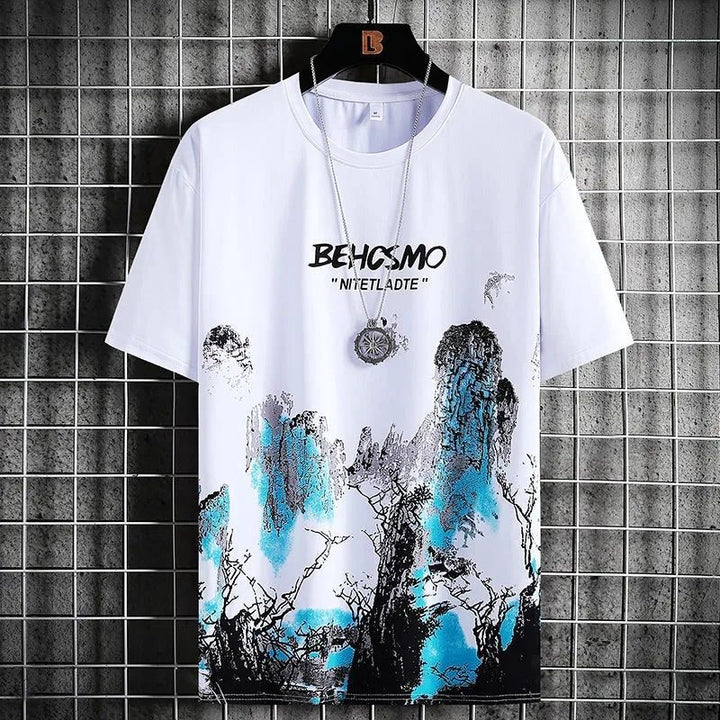 Short Sleeve Men's Ink Painting Graffiti T-shirt Sports Breathable