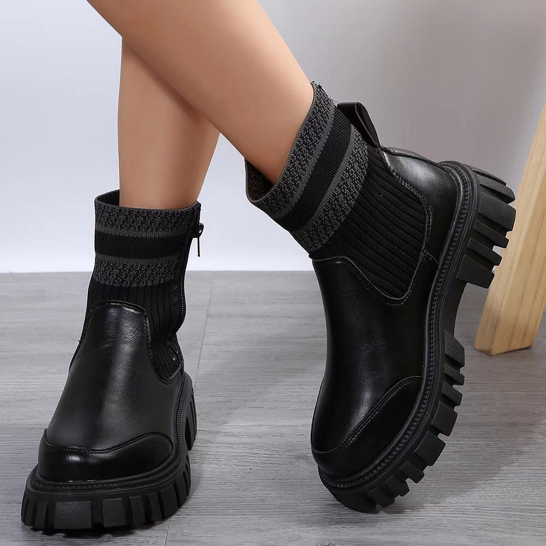 Fashion Mid-tube Boots With Zipper