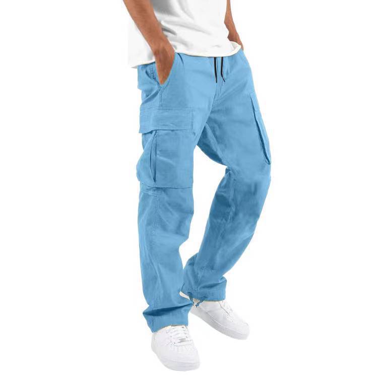 Summer New Men's Overalls Drawstring Multi-pocket Casual Trousers