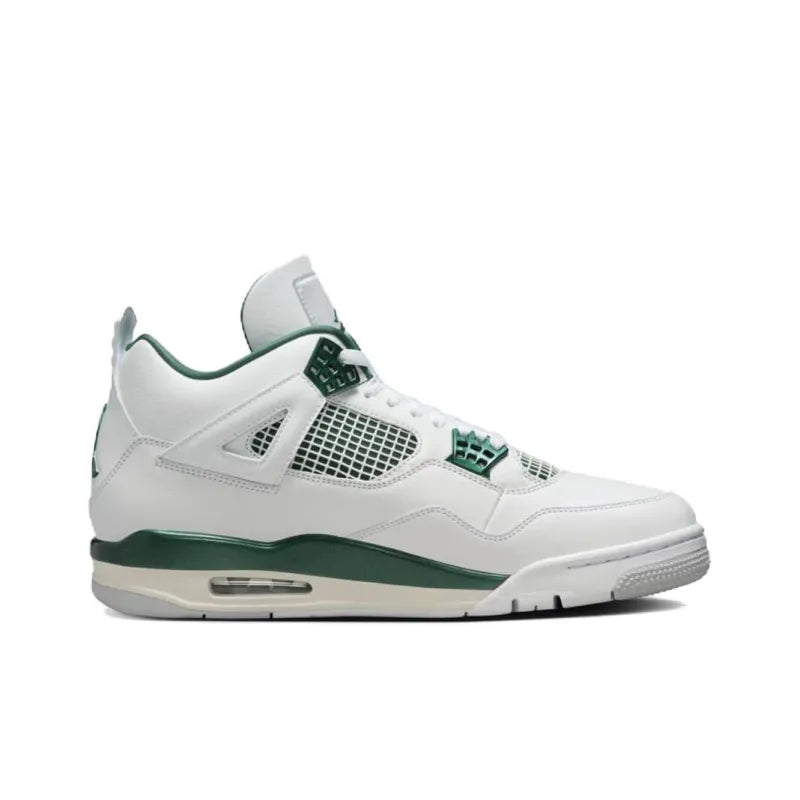 Air Jordan 4 'Oxidized Green' White Leather Sneaker with Retro Silhouette and Air Cushioning