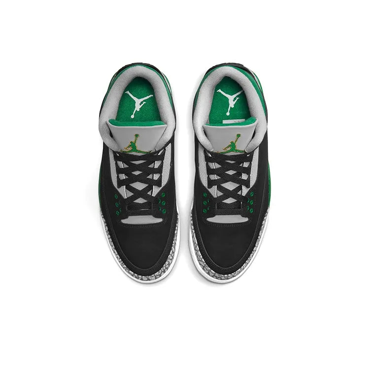 Air Jordan 3 Retro Pine Green - Classic White Leather Upper with Iconic Elephant Print Accents