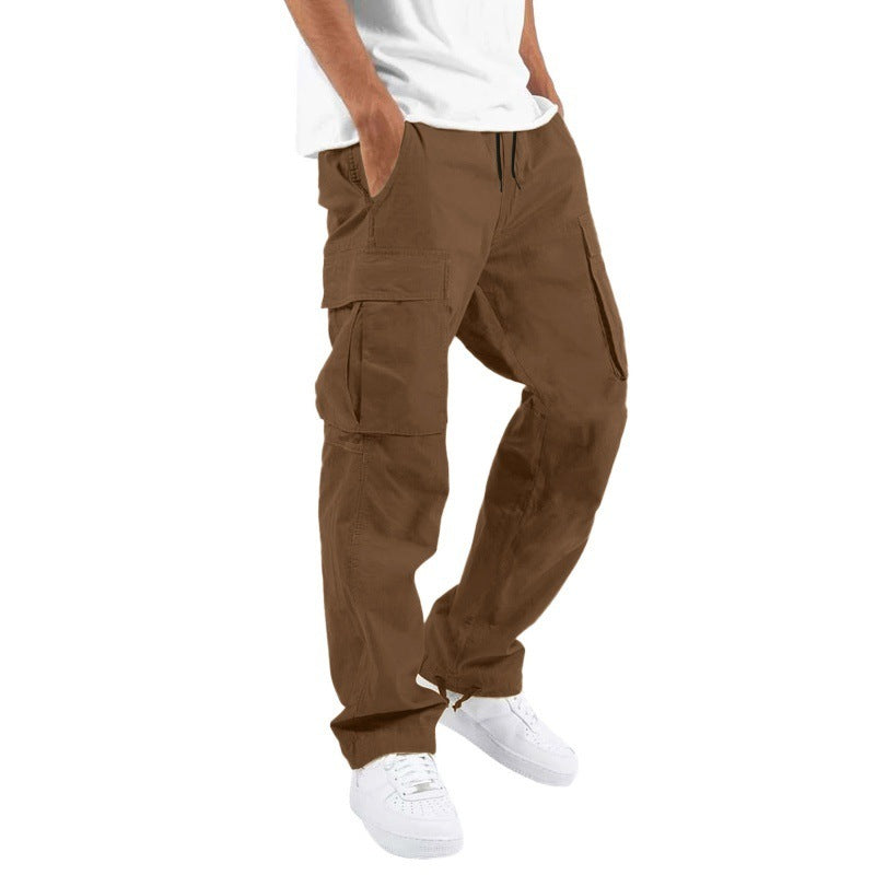 Summer New Men's Overalls Drawstring Multi-pocket Casual Trousers