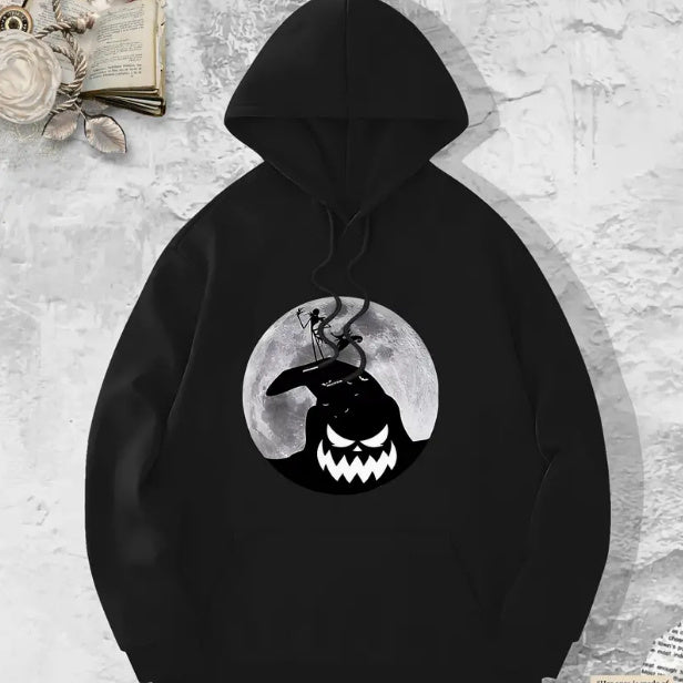 Printed European And American Fleece Hooded Sweatshirt