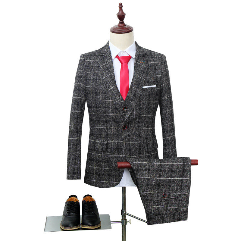 Men's Suit Three-piece Suit Korean Style Slim-fitting English Style Casual