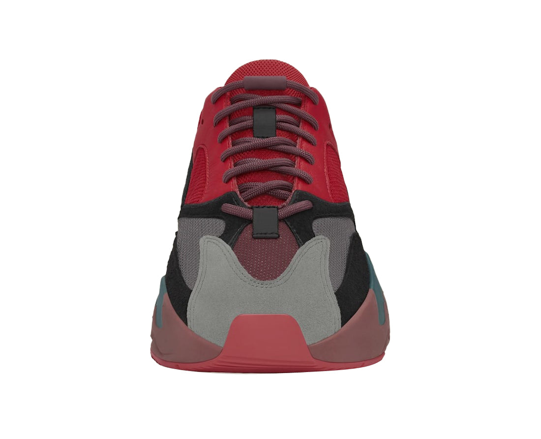 Adidas Yeezy 700 Hi-Res Red Sneakers - Premium Red Leather, Gray Suede, Bordeaux Sole, Stylish Design