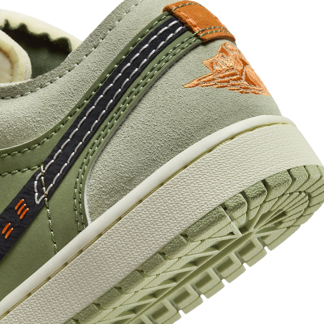 Air Jordan 1 Low SE Craft Light Olive Suede with Black Leather Swoosh and Two-Tone Sole