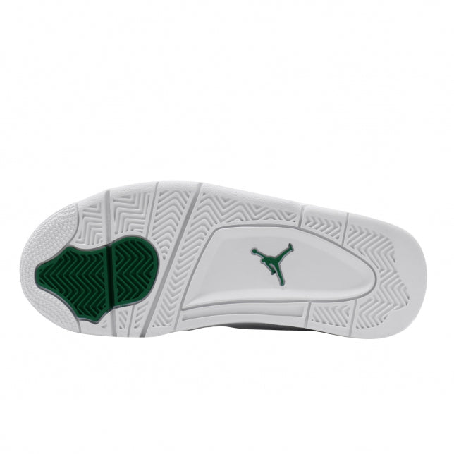 Air Jordan 4 GS Metallic Green - All-White Leather Upper With Pine Green Accents and Branding