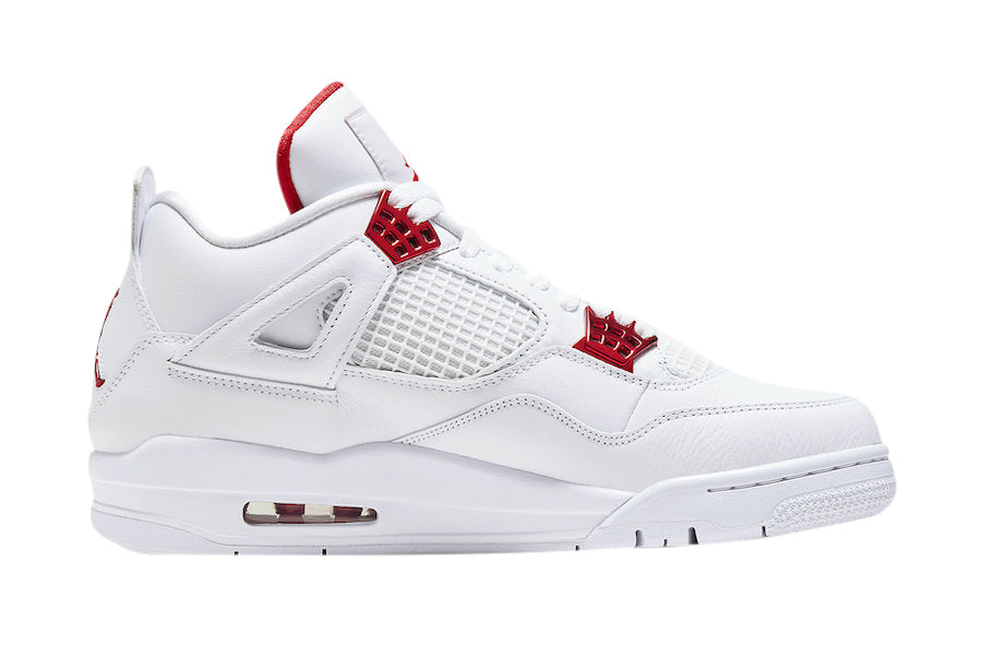 Air Jordan 4 Red Metallic - Classic White Leather Uppers with Striking Red Accents