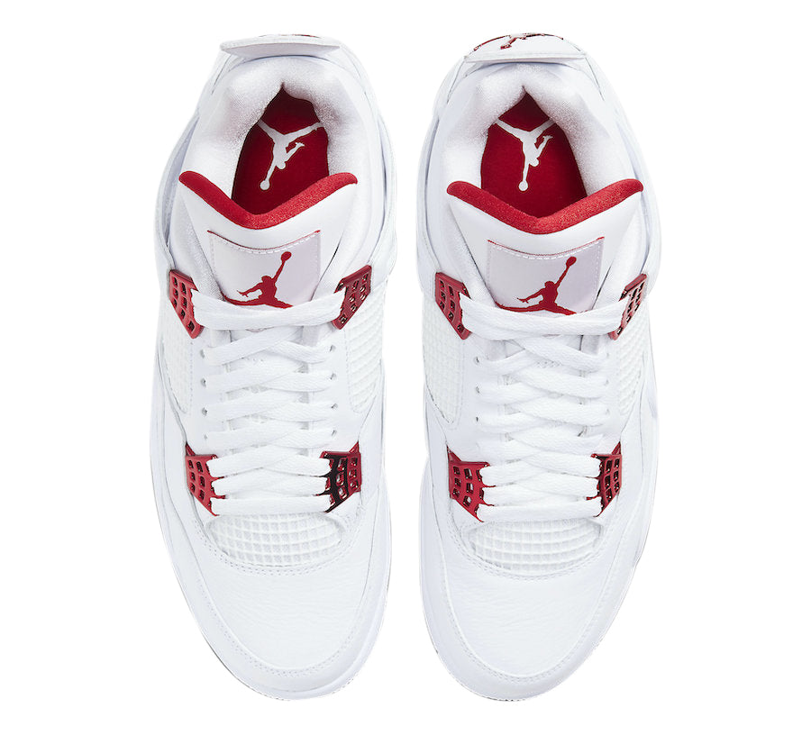 Air Jordan 4 Red Metallic - Classic White Leather Uppers with Striking Red Accents