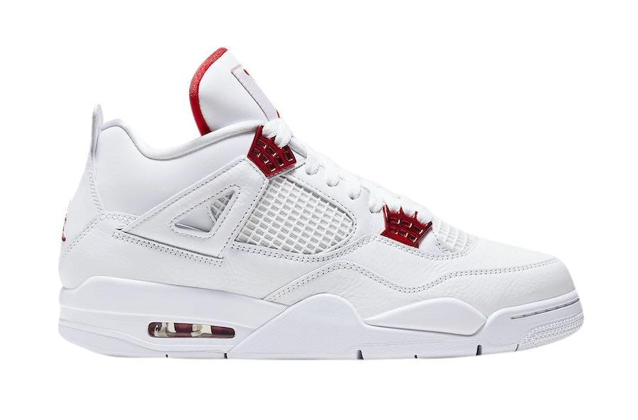 Air Jordan 4 Red Metallic - Classic White Leather Uppers with Striking Red Accents