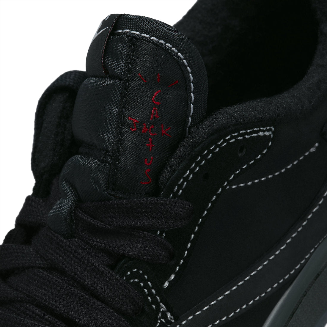 Air Jordan 1 Low SP Travis Scott Black Phantom - Premium Black Suede, Reverse Swoosh, Embroidered Bee