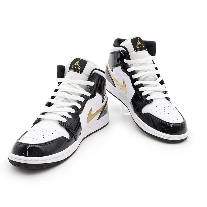 Nike Air Jordan 1 Mid SE Metallic Gold Patent Black White